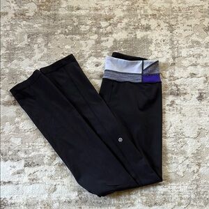 Lululemon Black Leggings with Colorblock Waistband